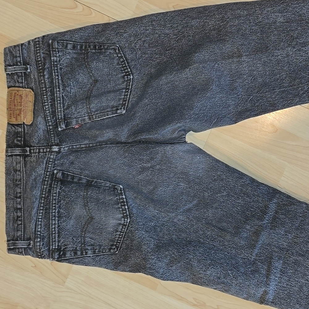 Vintage Levi 501 Button Fly Black Wash Jeans 38x32 Usa Made Ripped Crotch - Picture 12 of 16